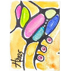 ACEO Original Neurographic Art Watercolor Mixed Media Artist Card ATC
